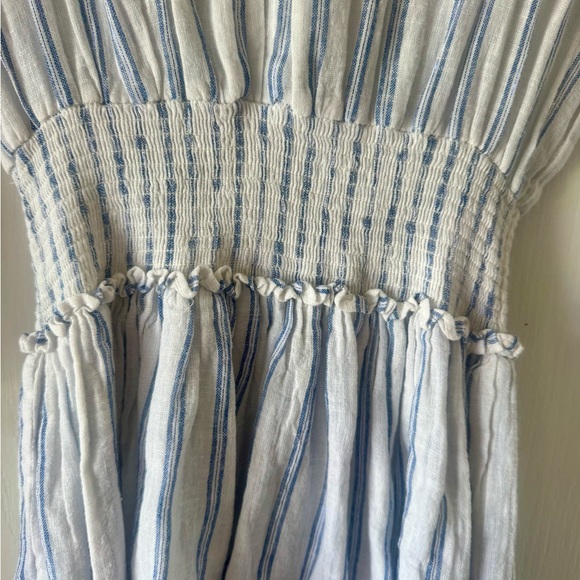RAILS “Jasmine” White and Blue Stripe Long Sleeve Smocked Waist Dress - Picture 8 of 11